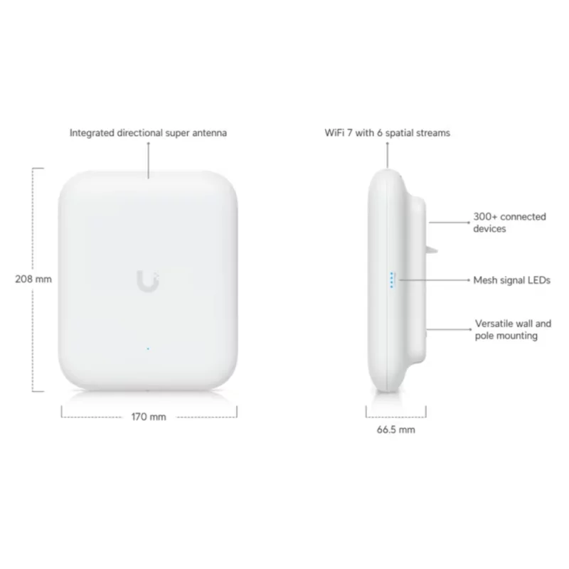 Ubiquiti U7 Pro Outdoor Access Point - (Wi-Fi 7 - 8600 Mbit/s - Outdoor - PoE - White)