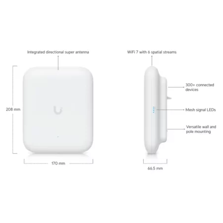 Ubiquiti U7 Pro Outdoor Access Point - (Wi-Fi 7 - 8600 Mbit/s - Outdoor - PoE - White)