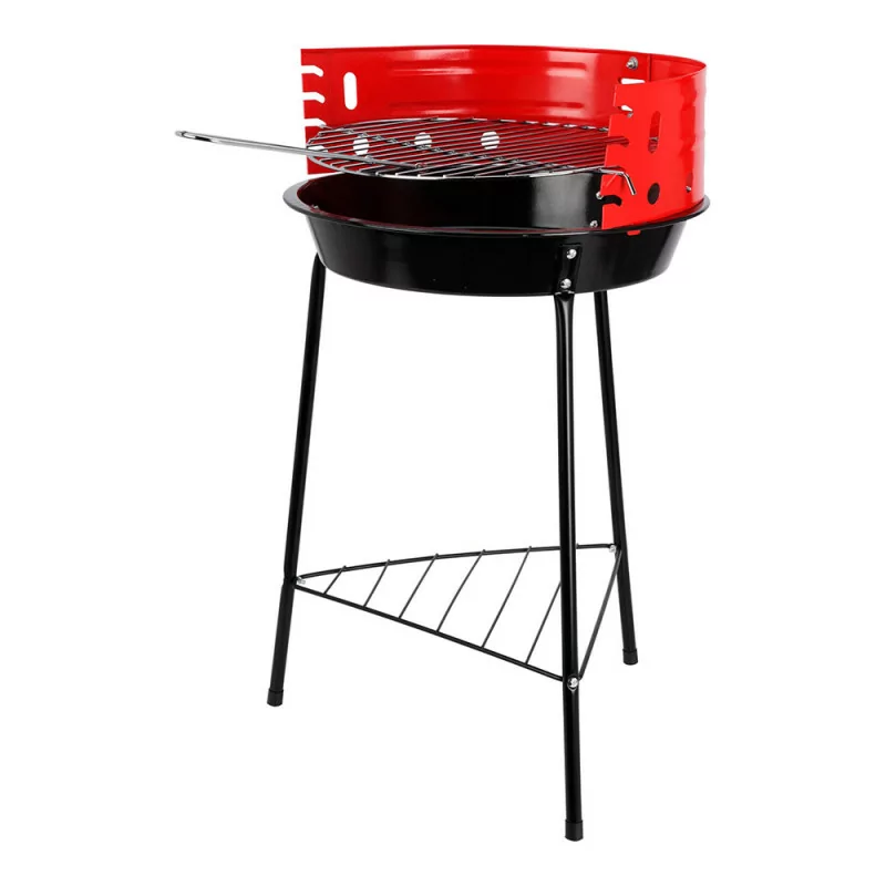 Barbacoa con Paravento - (3 Pés - Negro/Rojo - 33x32x55cm) | BBQ Collection