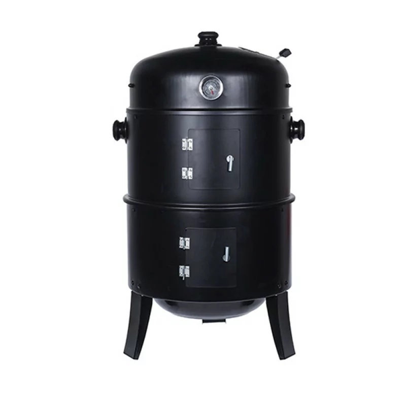 Barrel Type Smoker Grill – Black | BBQ Collection