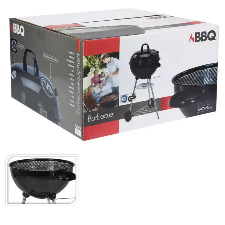 Churrasqueira a Carvão com Tampa e Rodas - Ø47 x 90 cm – Preta | BBQ Collection