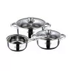 Trem de Cozinha 5 Peças Inox Inducción – Cassel (Caçarola Ø16cm + Tachos c/ Tampa Ø18/20cm) - San Ignacio - SG8171