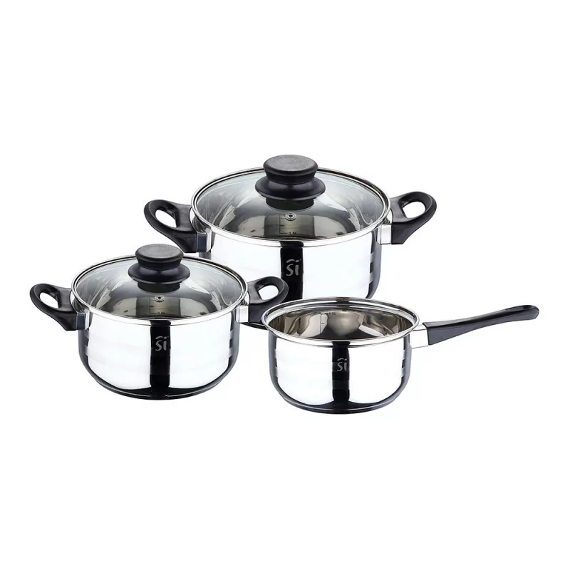 5-Piece Universal Stainless Steel Kitchen Set – Toledo (Ø16cm Casserole + Ø18/20cm Pots with Lid) - San Ignacio - SG8050