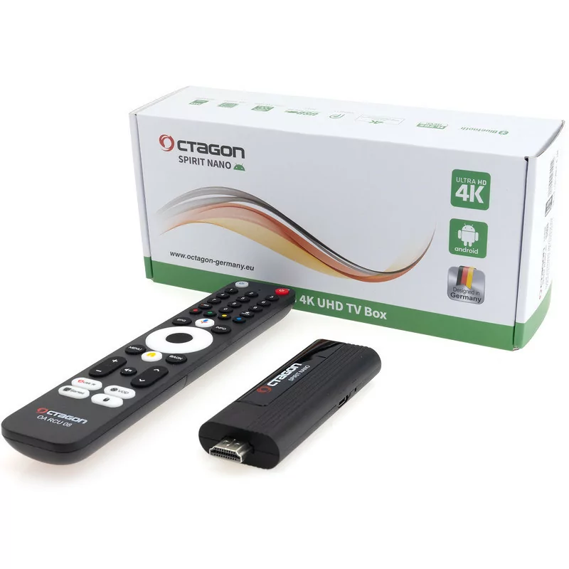 Octagon Spirit NANO TV Stick - Android TV - 2GB/32GB - MeTV Player - 4K UHD HDR10+