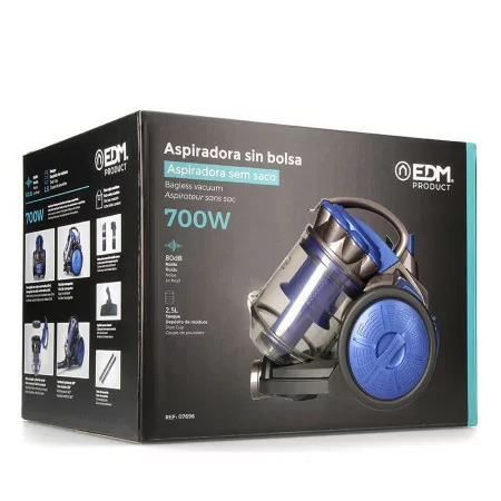 Aspirador Sem Saco EDM 2,5 L - Multiciclónico 79dB - 700 W Azul - Classe A