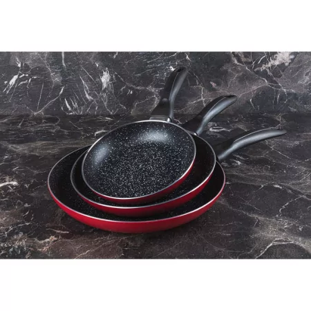 Conjunto de 3 Frigideiras Red E Marble San Ignacio - (Ø16+20+24cm) - Aluminio Prensado