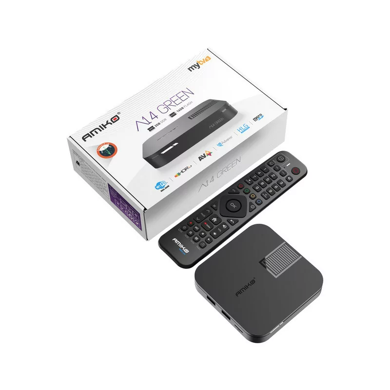 Amiko A14 Green - 2GB/16GB - Android 14 - Dual Band - IPTV 4K HDR10 AV1