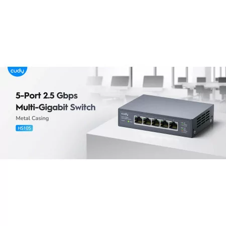 Switch Gigabit Cudy - (5 Portas - 2.5Gbps Multi Gigabit) - HS105