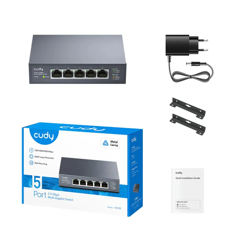 Switch Gigabit Cudy - (5 Portas - 2.5Gbps Multi Gigabit) - HS105