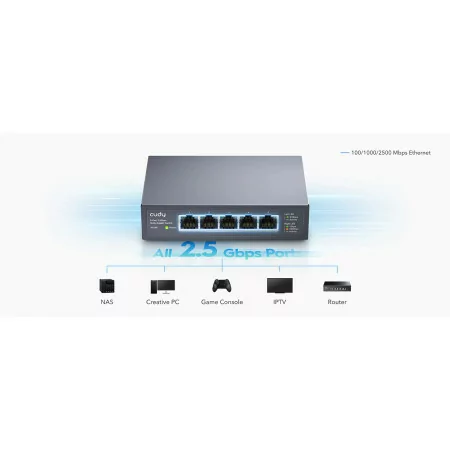 Switch Gigabit Cudy - (5 Portas - 2.5Gbps Multi Gigabit) - HS105