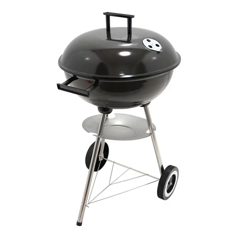 Churrasqueira a Carvão Gourmet Kitchen com Tampa, 2 Rodas e Grelha Ø41,5 x 76 cm - Preta