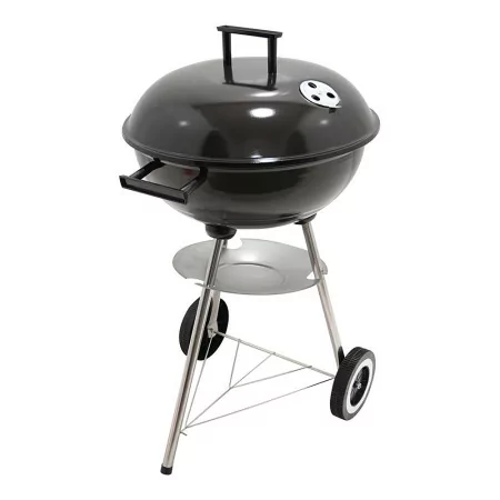 Gourmet Kitchen Charcoal Grill with Lid, 2 Wheels and Grate Ø41.5 x 76 cm - Black