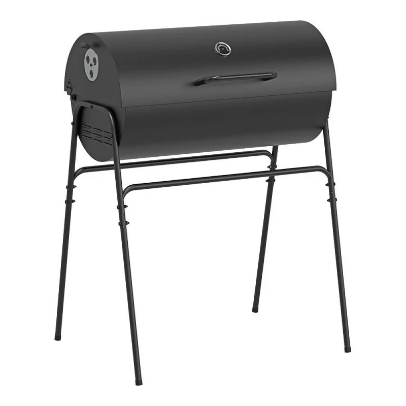 Barbacoa a Carvão XL Gourmet Kitchen con Tampa e Termómetro - Grelha 69,5 x 35 cm / 103,3cm - Negra