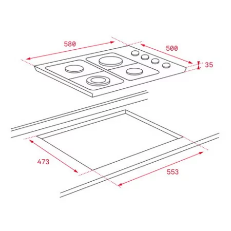 Teka Gas Hob HLX 60 4G AL (Butane/Propane - 58 cm - Stainless Steel)