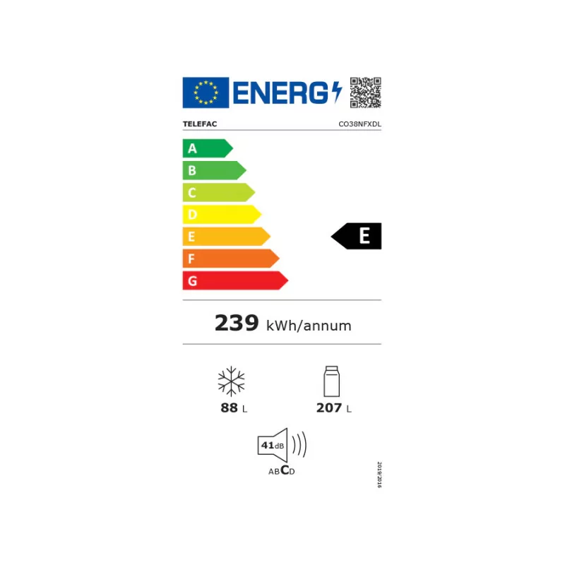 Frigorífico Combinado TELEFAC 295L No Frost con Dispensador - CO38NFXDE