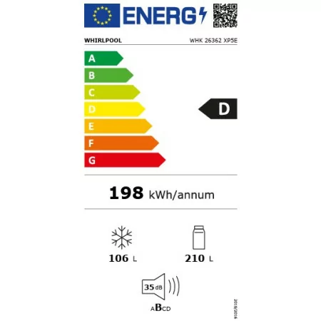 Frigorífico Combinado Whirlpool - (316L - 186,5cm - No Frost) - WHK 26362 XP4E