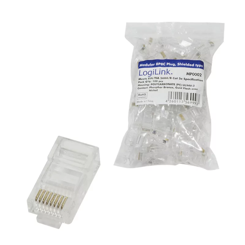 Fichas RJ45 Macho Cat5 Saco 100un Fichas RJ45 Macho Cat5 Saco 100un