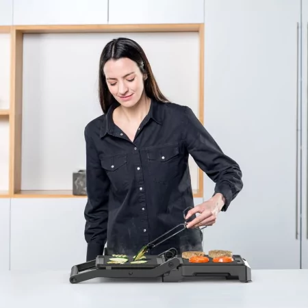 Grelhador Black+Decker 1000W - Abertura 180º - Placas Antiaderentes - BXGR1001E