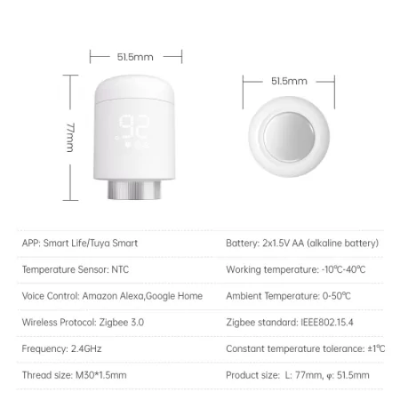 Avatto TRV06 Smart Thermostatic Radiator Valve Zigbee 3.0 White
