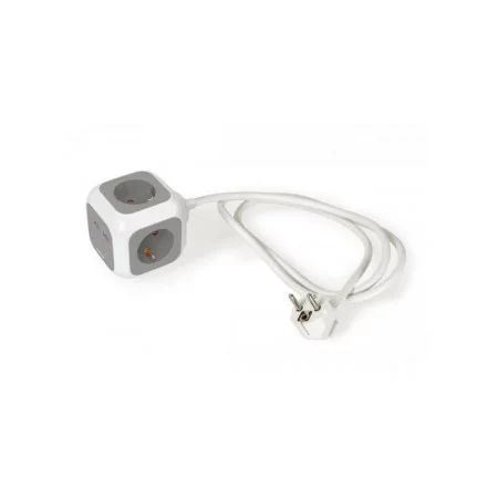 Ficha Extensão em Cubo - 4 X Tomadas Schuko - 2 X USB 2.1A - 1.4M
