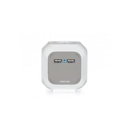 Ficha Extensão em Cubo - 4 X Tomadas Schuko - 2 X USB 2.1A - 1.4M