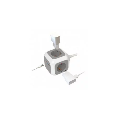 Ficha Extensão em Cubo - 4 X Tomadas Schuko - 2 X USB 2.1A - 1.4M