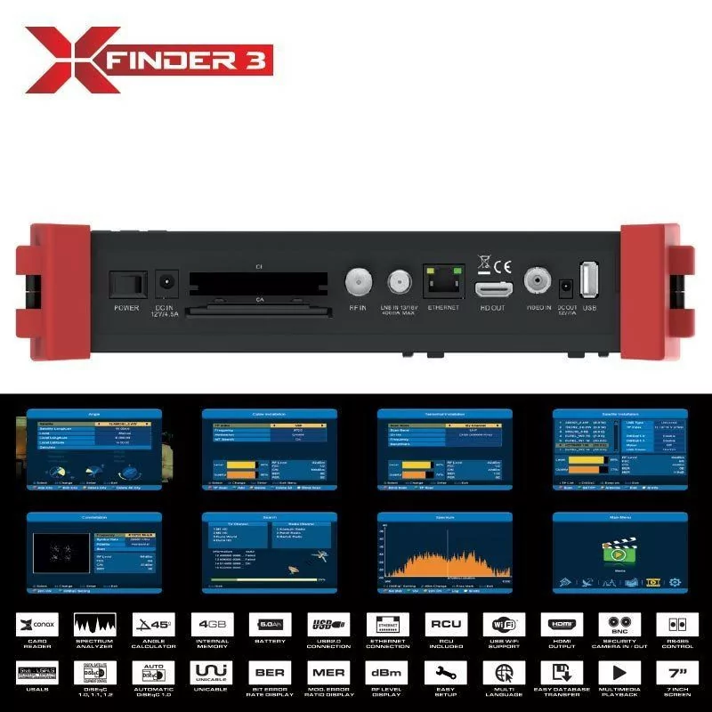 Medidor de Campo Amiko X-Finder 3 DVB-S, C/T H.265/HEVC