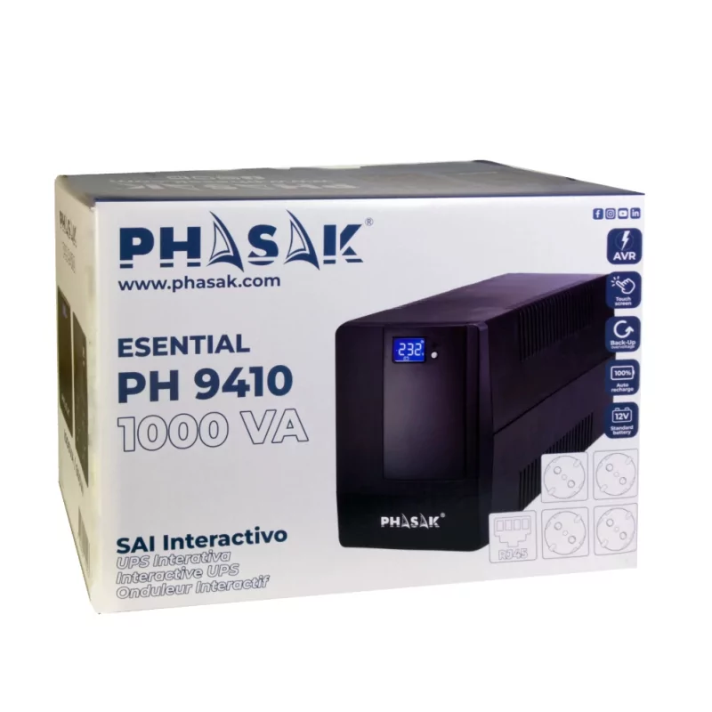 Kontrolsat - UPS Phasak 1000 - VA LCD USB+RJ - PH 9410