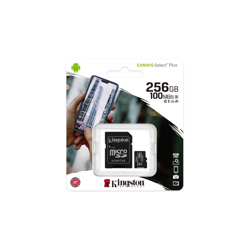 Kontrolsat - Cartão MicroSD Kingston - 256GB + AdaptadorSD - SDCS2/256GB