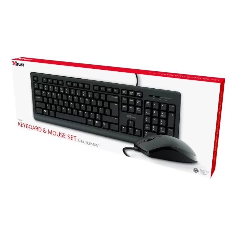 Kontrolsat - Trust Keyboard & Mouse Kit - Wired - USB - Black - 23970
