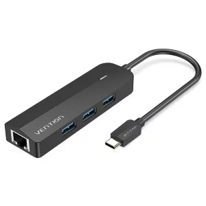 Kontrolsat - Docking USB Type-C Vention TGOBB/ 3xUSB/ 1xRJ45/ 1x Micro B PD/ Preto