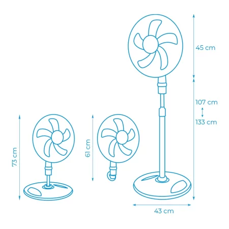 Kontrolsat - Standing / Wall / Portable Fan (3 in 1) - 107-130cm EDM - White - 45W