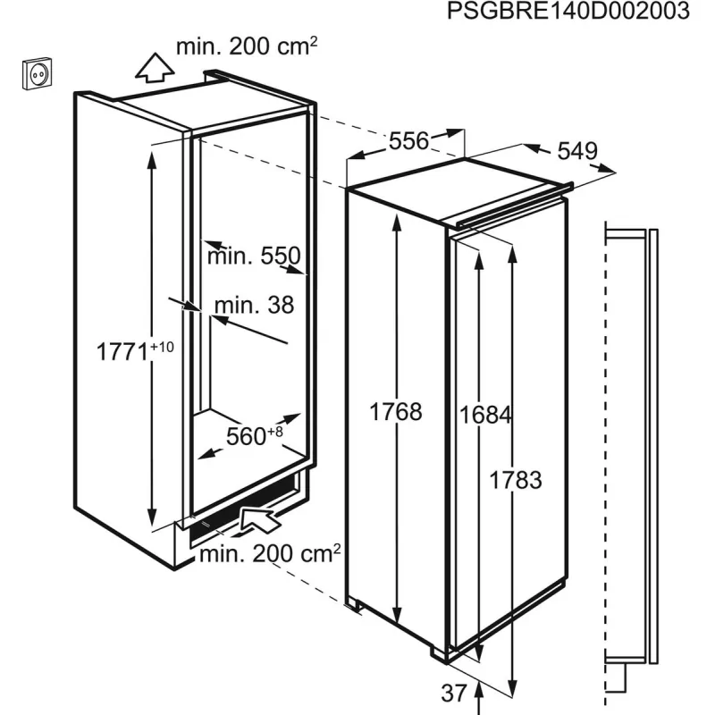 Kontrolsat - AEG ABE818E6NC Built-in Upright Freezer (204L - Class E - White)