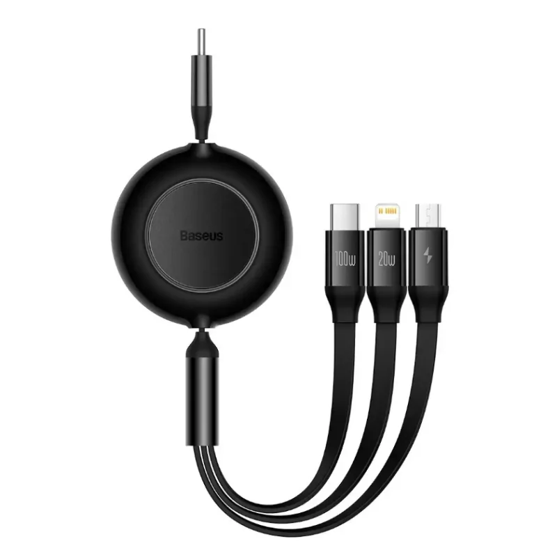 Kontrolsat - Baseus Adapter - (Lightning + USB-C + MicroUSB) - 1.1M - Black