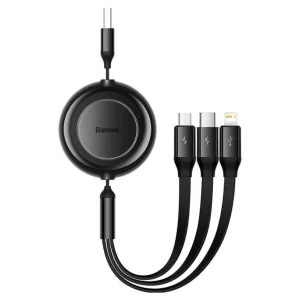 Kontrolsat - Baseus Adapter Cable - (USB-A 3-in-1 to USB-C - Micro USB - Lightning) - 1.1M - Black
