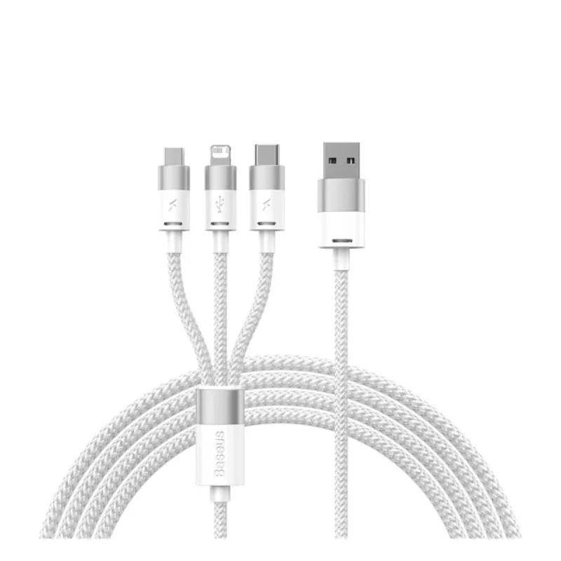 Kontrolsat - Baseus Cable - (USB-A to USB-C - MicroUSB - Lightning) - 1.2M - White