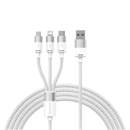 Kontrolsat - Baseus Cable - (USB-A to USB-C - MicroUSB - Lightning) - 1.2M - White