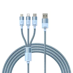 Kontrolsat - Cabo Carregamento Rápido Starspeed 3em1 Usb To M+l+c 3.5a 1.2m Azul