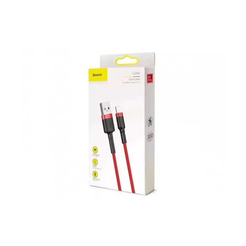 Kontrolsat - Cabo Baseus Cafule USB-A para Lightning 3m - Vermelho