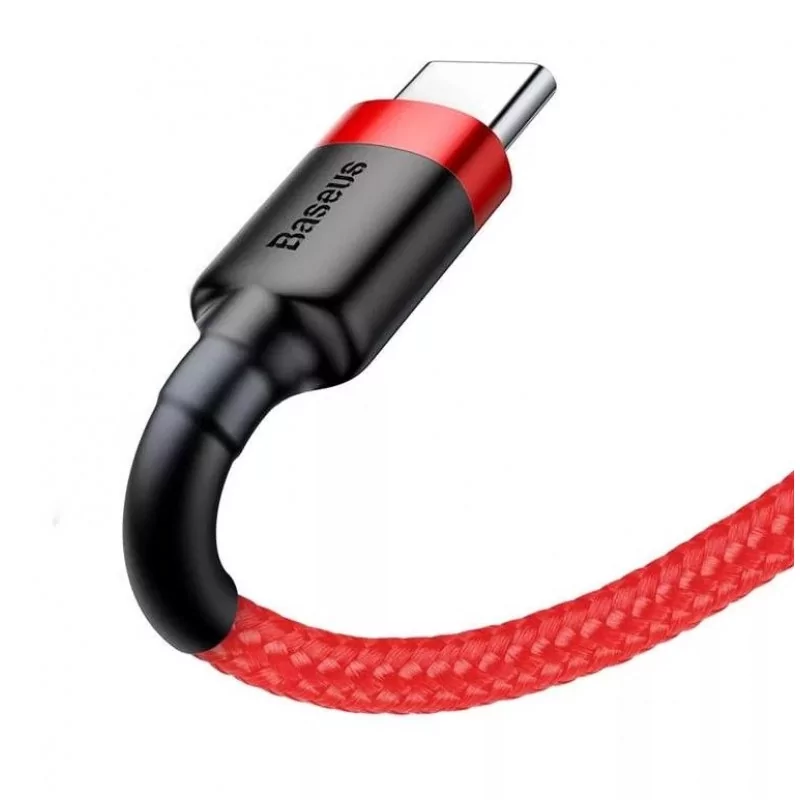 Kontrolsat - Cabo Baseus - USB-A p/ USB-C - 3A - 3M - Vermelho - CATKLF-U09