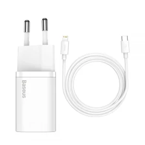 Kontrolsat - Baseus Super Si PD 20W USB-C White Charger + Lightning Cable (1m)