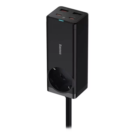 Kontrolsat - Baseus GaN3 Pro Fast Charger 65W Dual USB-C/USB-A Black + AC Socket