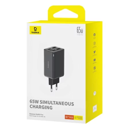Kontrolsat - Baseus GaN6 Pro Dual USB-A/USB-C 65W Fast Charger PD 3.0 - Black