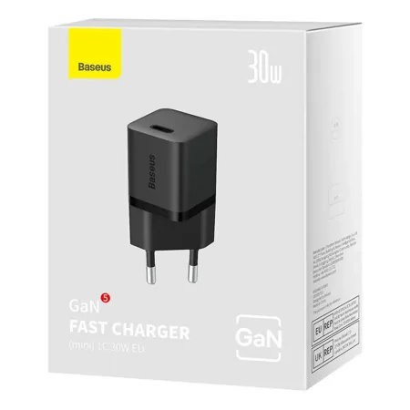 Kontrolsat - Carregador Baseus GaN5 Fast Charger (Mini) USB-C 30W - Preto