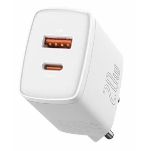 Kontrolsat - Carregador Baseus Compact - USB-C/USB-A - 20W - 3.0 - Branco - CCXJ-B02