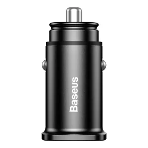 Kontrolsat - Baseus Square Metal Car Charger USB-C/USB-A 30W Car Charger - Black