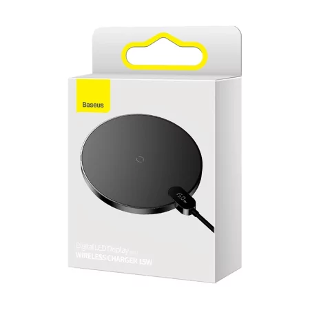 Kontrolsat - Carregador Wireless Baseus Digital LED 15W - Preto Kontrolsat - Carregador Wireless Baseus Digital LED 15W - Preto