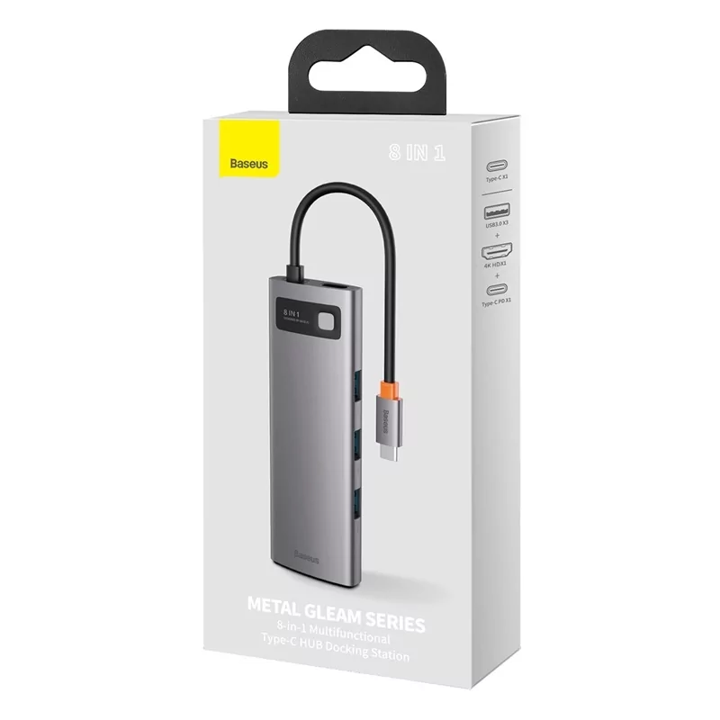 Kontrolsat - USB-C Hub Baseus Metal Gleam 8-in-1 4K 30Hz Gray