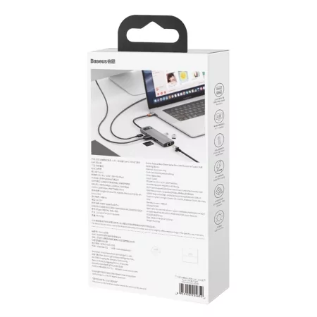 Kontrolsat - Hub USB-C Baseus Metal Gleam 8-em-1 4K 30Hz Cinza