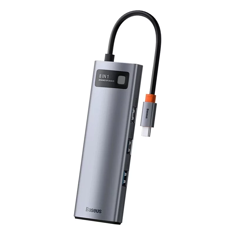 Kontrolsat - Hub USB-C Baseus Metal Gleam 8-em-1 4K 30Hz Cinza